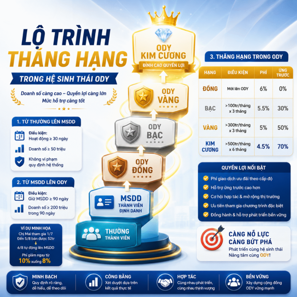 Lộ Trình Thăng Hạng Trong Hệ Sinh Thái ODY – Từ Thành Viên Đến ODY Kim Cương Hệ sinh thái ODY